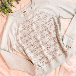 PINK Victoria's Secret Mint Aztec Tribal Sequin Pullover Crewneck Sweats…